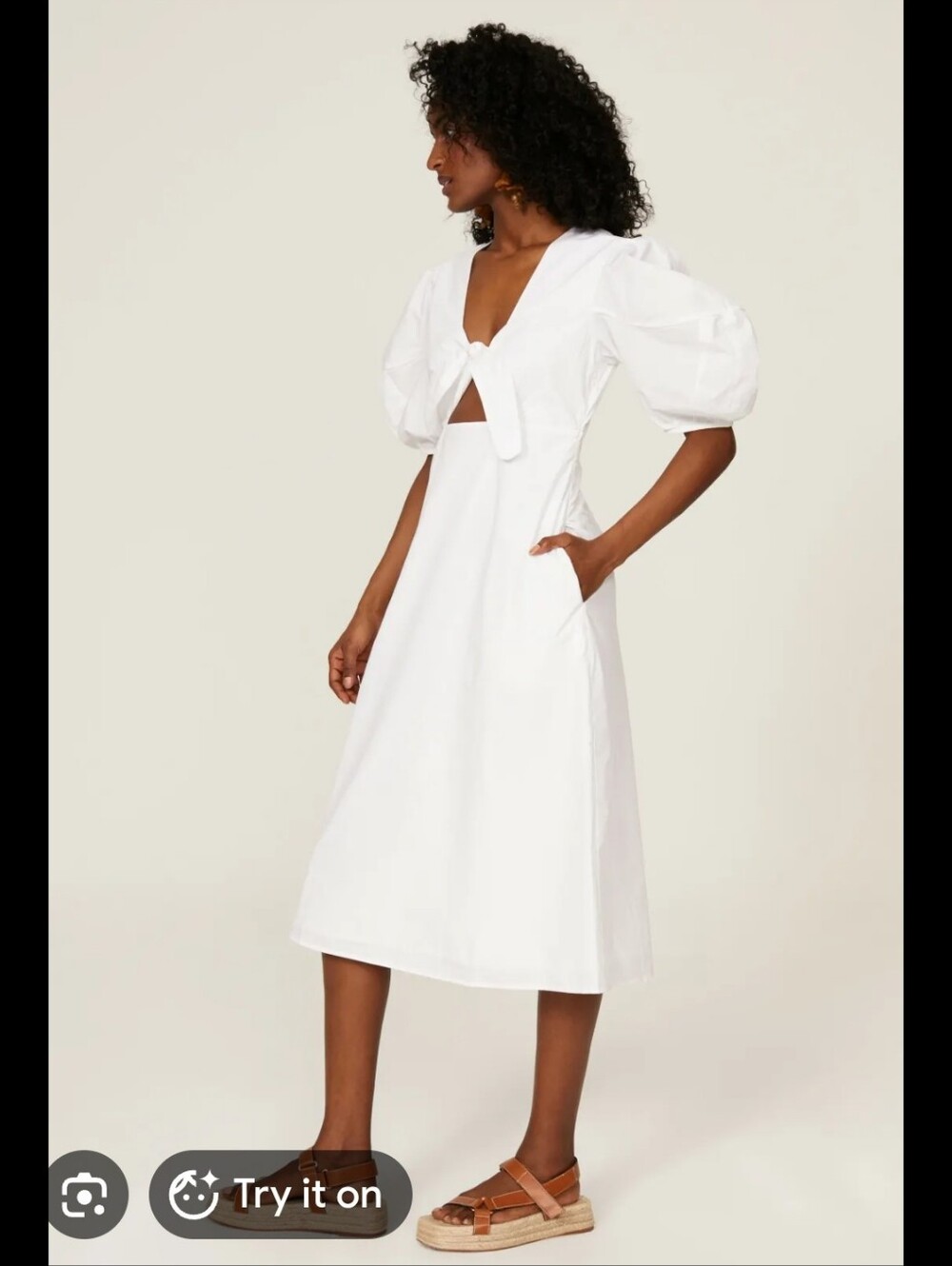Rhode Greer White Midi Dress Size 8
